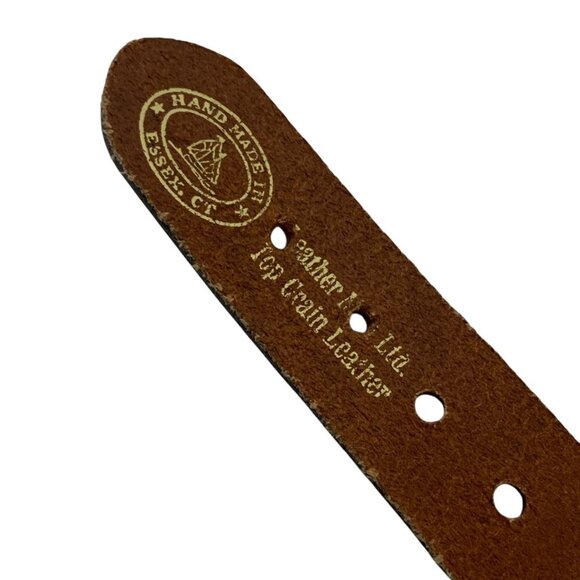 Leather Man Mens Yellowfin Tuna Fish Belt 44 Leather Tabs Webbing Brass Buckle - Picture 5 of 5